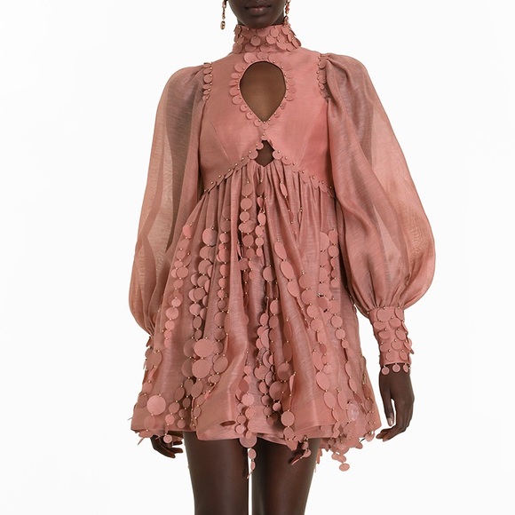NWT ZIMMERMANN CONCERT DISC MINI DRESS Lipstick Pink Size 0 - Picture 5 of 16